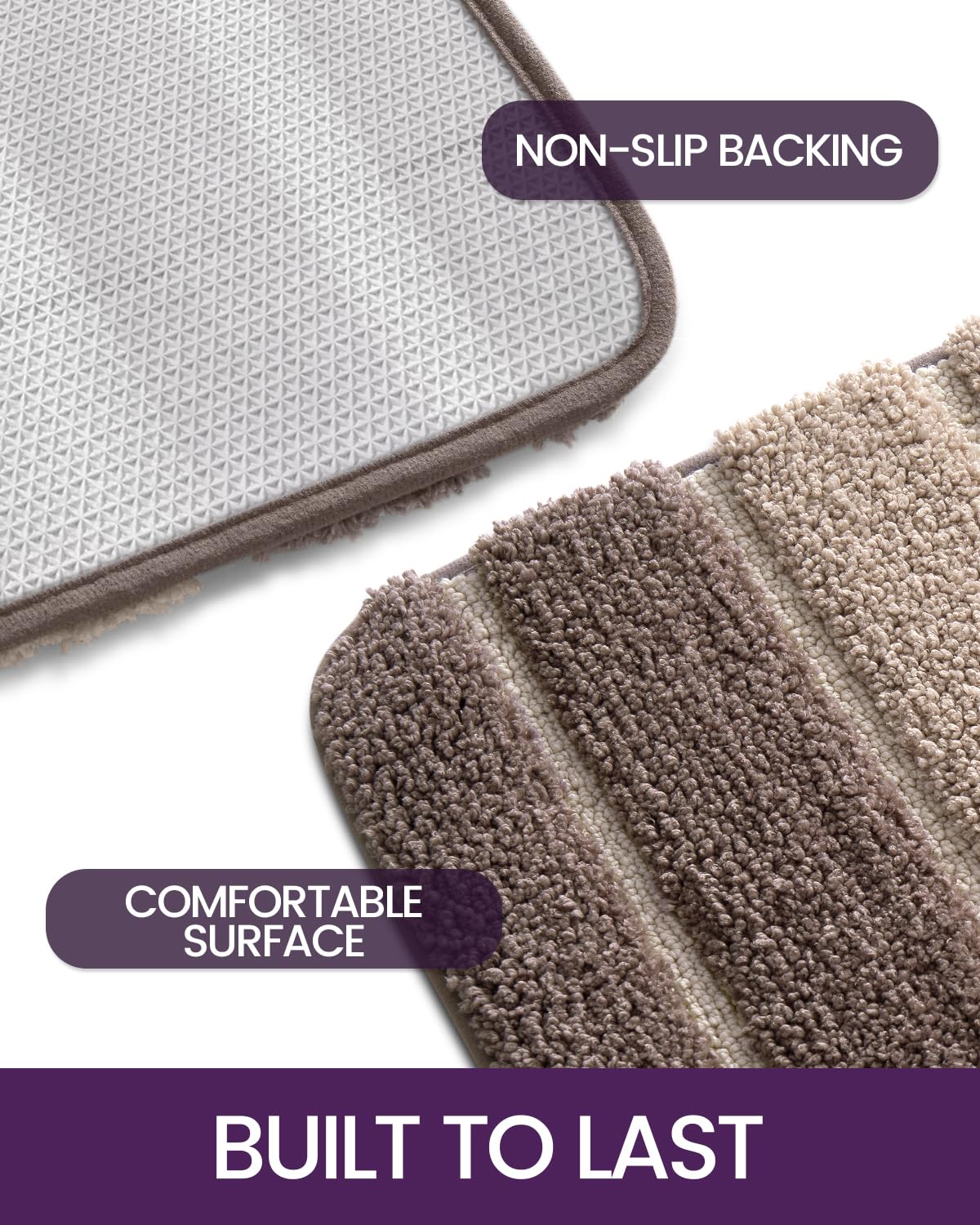 Dexi Bath Mat Bathroom Rug Absorbent Non-Slip Washable Shower Floor Mats Small Carpet 24''X43'', Light Brown